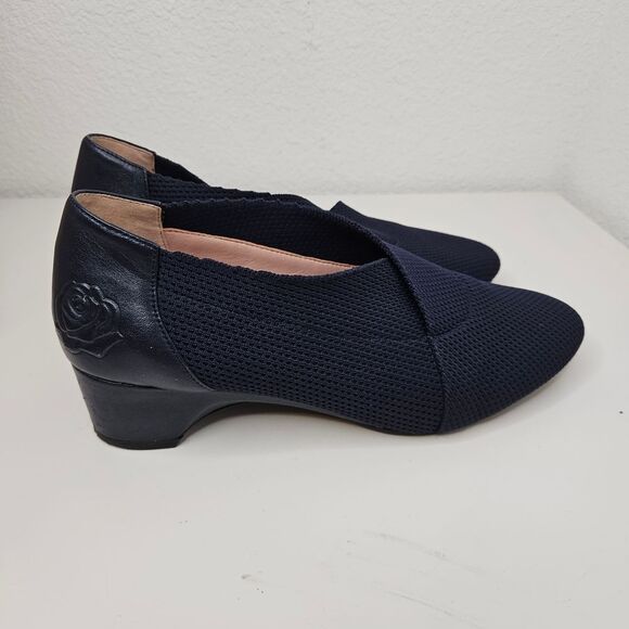 Taryn Rose Knit Shooties Bayrose, Navy, Women's Size 10 - Picture 2 of 5